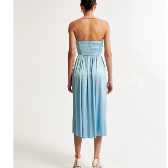 Abercrombie & Fitch XS Peach Pockets Pleated Emerson Poplin Strapless Midi - Picture 7 of 8